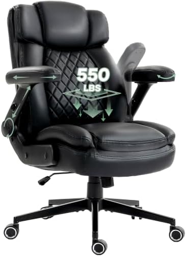550lbs Executive Office Chair for Heavy People with Large 5D Flip Armrests by BlueWhale