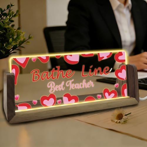 Desk Name Plate Personalized Custom Light Up Acrylic Plaque for Desk Customized Office Gifts for Coworkers Teacher Employee Office Decor for Women Men by YAEILOV