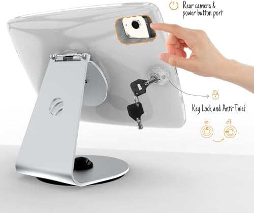 Tablet Kiosk Stand for Desk with Lock - Rotatable Swivel Compatible with 10.9" iPad 10th, Pro 11" 1 2 3 4, Air 4 5, Air 11"(M2/M3/M4), iPad 11"(A16) - BSC109WA - Image 2