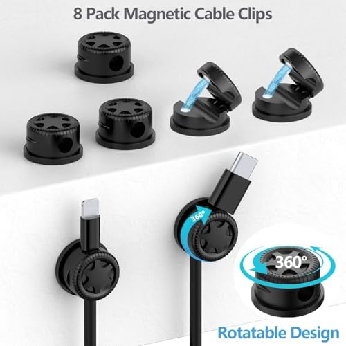 ELII 328Pcs Cable Management Kit, 8 Magnetic Cable Holder 69 Cable Clips - Image 2