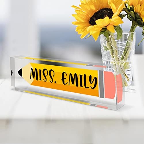 Teacher Office Desk Name Plate Personalized, Custom Name Plates for Desks, Teachers Office Desk Decor, Clear Acrylic Glass Block, Personalized Office Gifts for Teachers Laywers, Appreciation Gifts - Image 5