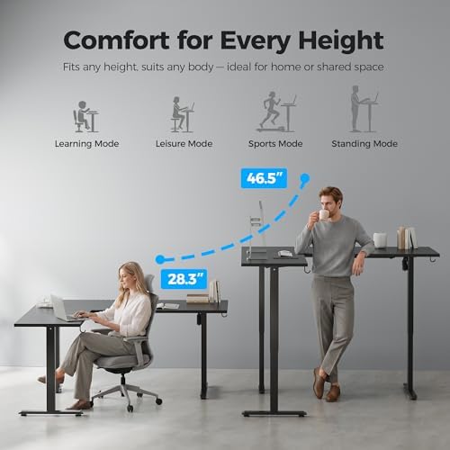 Agilestic L Shaped Standing Desk 63 inch Adjustable Height, Electric Corner Standing Desk, Sit Stand Computer Table with Splice Board, Black - Image 4