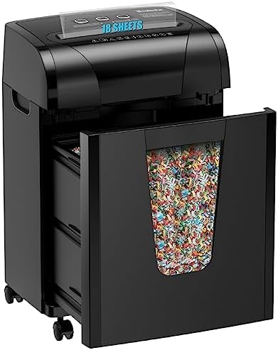 Woolsche Paper Shredder, 18-Sheet Cross Cut with 5.28-Gallon Pull Out Bin, P-4 Security Level, Shred Paper and Credit Card and CD, Durable&Fast with Auto Jam Proof System Shredder for Office by Woolsche