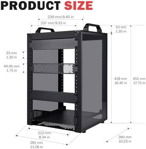 GeeekPi 8U Server Rack Cabinet, DeskPi RackMate T1 Plus,10 inch Network Rack for Servers, Network, A/V Equipment, 10.23inch/260mm Depth (Black) - Image 2