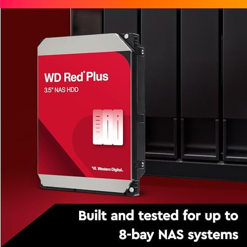 Western Digital 2TB WD Red Plus NAS Internal Hard Drive HDD - 5400 RPM, SATA 6 Gb/s, CMR, 128 MB Cache, 3.5" -WD20EFZX - Image 3