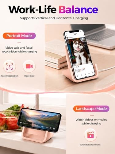 Wireless Charger YUWISS Wireless Charging Stand Cordless Charger 10/7.5/5W Compatible with iPhone 14 13 12/12 /11Pro Max/XR/XS Max/XS/X/8/8Plus Galaxy S22/S21/S9/S9+/S8/S8+ Note (Rose Gold) - Image 4