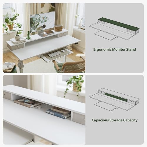 Agilestic 48 Inch Standing Desk with Drawers & Keyboard Tray, White - Image 6