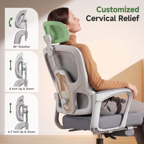 Ergonomic Office Chair with Footrest, 90-145° Reclining Desk Chair - Image 2