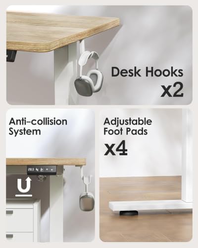 TIQLAB 55 X 24 Inch Height Adjustable Electric Standing Desk, Maple - Image 5