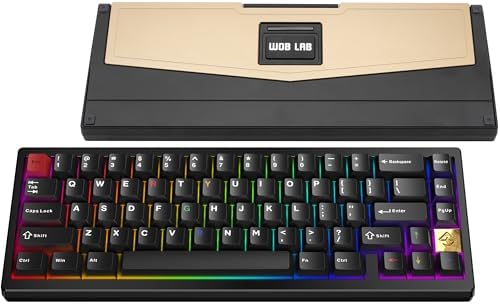 KEEBMONKEY WOBKEY Zen 65 65% Quick Release Wireless Mechanical Keyboard with RGB, CNC Aluminum Case, Hot-Swappable, VIA Support, BT/2.4G/USB-C Gaming Keyboard for Mac/Windows (Ultra Black) by KEEBMONKEY