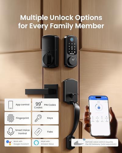 DESLOC B200 Smart Front Door Lock Handle Set, Fingerprint & App Control - Image 2