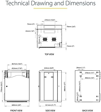 StarTech 15U Wall-Mount Cabinet, 19in, 4-Post, 16in Deep (RK1520WALHM) - Image 6