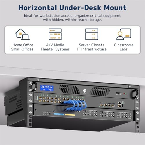 4U Vertical Wall Mount Rack - 19" Steel Wall & Under-Desk Bracket for Server, Network Switch, or Patch Panel, Supports up to 121lbs, for Cabinet or Server Room, JHSVR-4U - Image 3