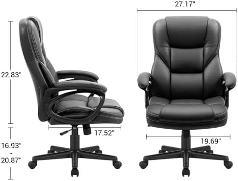 Furmax Office Executive Chair High Back Adjustable Managerial Home Desk Chair, Swivel Computer PU Leather Chair with Lumbar Support (2, Black) - Image 3