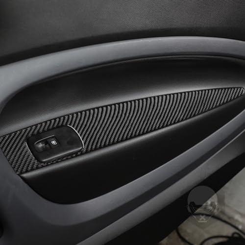 Car Window Lift Switch Control Button Armrest Panel Decoration Cover Sticker Real 3K Black Carbon Fiber Trim Compatible with Benz Smart 2016 2017 2018 2019 2020 2021 Auto Interior Accessories - Image 2