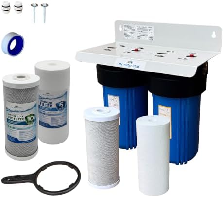 Dual Stage 10″ x 4.5″ Whole House Water Filtration System – 1″ NPT, Pressure Release, Brass Inserts – Includes Sediment & CTO Carbon Block, Extra Replacement Filter Set - Image 2