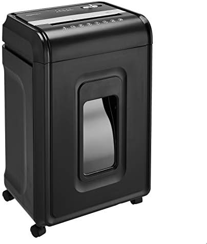 Amazon Basics 24-Sheet Cross Cut High Security Paper Shredder for Home Use, P-4 Security, CD and Credit Card Document Shredder with Pullout Basket, Black by AmazonBasics