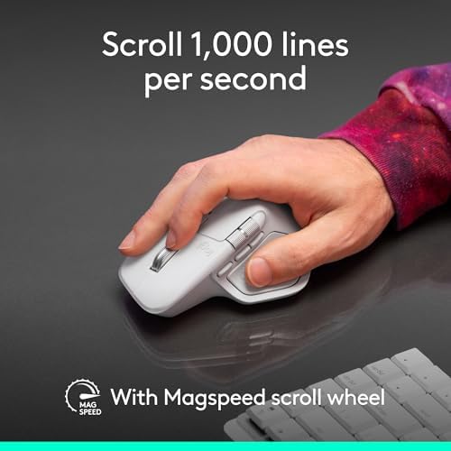 Logitech MX Master 4 for Mac, Ergonomic Bluetooth Mouse with Advanced Performance Haptic Feedback, Ultra-Fast Scrolling, USB-C Charging, MacOS, iPadOS, Windows - White Silver - Image 4
