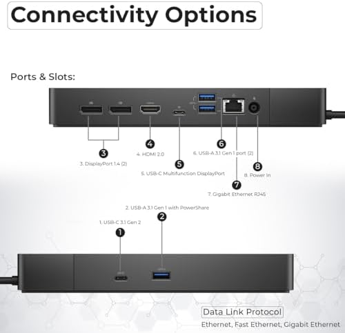 Dell WD19S Docking Station 130W (90W Power Delivery), Dell Docking Station for Laptop with 130W Power Adapter + HDMI + DisplayPort + USB-C Cable + Microfiber Cloth (Renewed) - Image 4