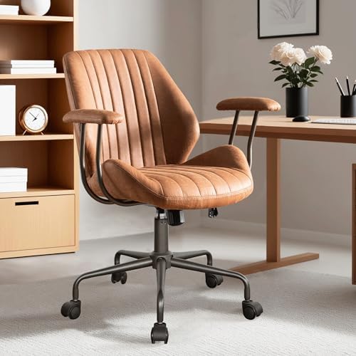 ovios Ergonomic Office Chair Mid-Back Modern Computer Chair, Brown by OVIOS