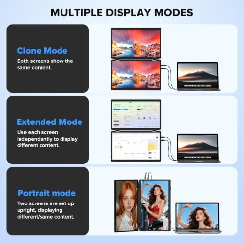 15.6" Laptop Screen Extender, 1080P FHD Travel Thin Triple Portable Monitor - Image 5