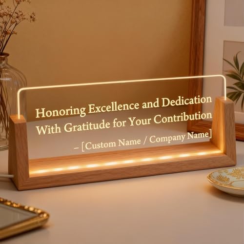 Personalized LED Name Plate for Desk, Light Up Acrylic Office Decor by Thryonix