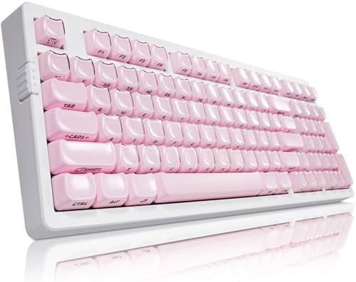 ZORNHER ZH980 Pink Mechanical Keyboard,95% Creamy Keyboard with Number Pad,Full Size Gaming Keyboard with Cute Jelly Glossy Keycaps,Girly Aesthetics Kitty Keyboard,Creamy Switches by Zornher