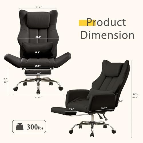 JOMEED Cross Legged Office Chair with Footrest,Flip Armrest,Black - Image 2