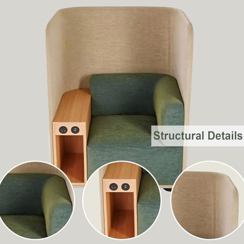 Privacy Seat - Modern Office Guest & Reception Chair with High Partition Backrest, Side Table with Power Outlet, Thick Cushioned Privacy Seat for Meeting & Waiting Areas (Green) - Image 7