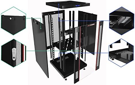 Sysracks 18U Premium Rack Mount Server 35" Depth Deep Network Cabinet, Server Rack with Fan, Removable Side Panels, Locking Glass Door Computer Cabinet Enclosure Network Rack Case PR 18.900 - Image 6