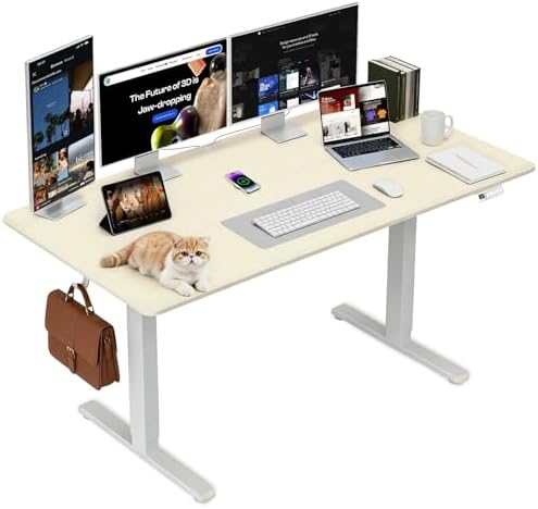 60 Inch Height Adjustable Standing Desk for Home Office, Natural by Unknown