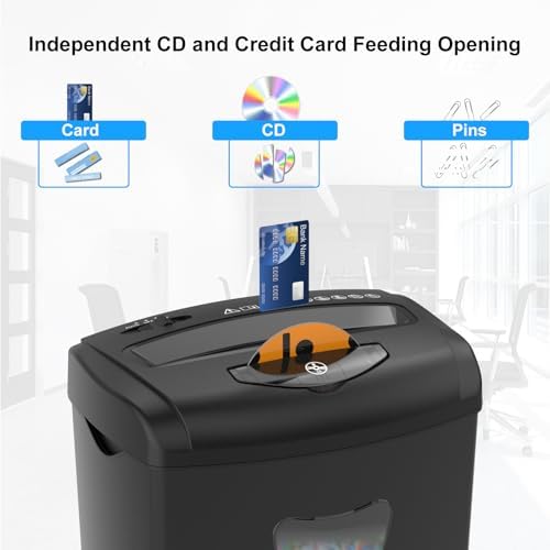 Paper Shredder for Home，Shred 12 Sheet Cross Cut,5.55-Gallon Basket, P-4 Security,Shred Paper/Cards/CDs/Staples/Clips - Jam Proof System for Home Office - Image 3