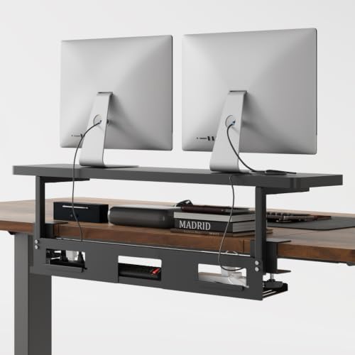 FlexiSpot Under Desk Cable Management Tray with Monitor Riser, No Drill by Unknown