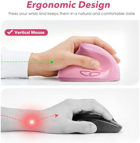 Left‑Hand Ergonomic Vertical Wireless Mouse Type‑C Rechargeable 6‑Btn Mice - Image 2