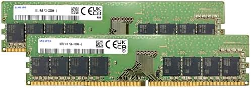 Samsung 32GB (2x16GB) DDR4 3200MHz PC4-25600 (PC4-3200AA) CL22 UDIMM 1Rx8 Single Rank 1.2V Non-ECC DIMM 288-Pin Desktop PC RAM Memory by Unknown