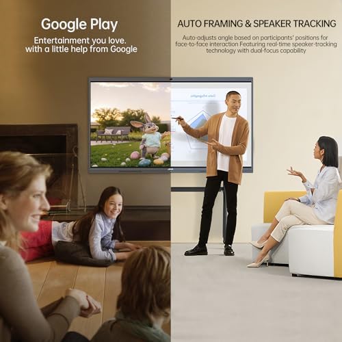 JAV 86" Smart Board Pro Google EDLA Certified 4K UHD Interactive Whiteboard for Classroom Office All-in-One Touchscreen Display with 48MP AI Camera 100W Soundbar Android 14 8+128GB Wall Mount Included - Image 3