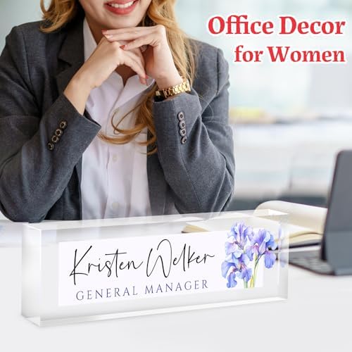 Desk Name Plate Personalized, Custom Name Plate for Desk, Personalized Teacher Appreciation Gifts for Desk Decor, Office Gifts for Coworkers Employees Boss, Teacher, Social Worker(Purple Orchids) - Image 4
