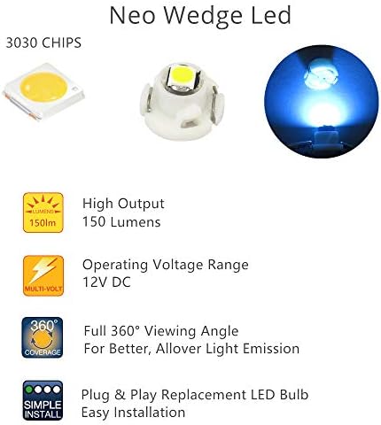 WLJH Ice Blue T3 Neo Wedge LED Bulb for Gauge Cluster and HVAC Lights - Image 5