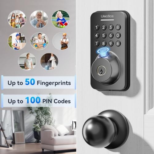 Ulecoce U68 Fingerprint Keypad Deadbolt with Knob Set, Matte Black - Image 6