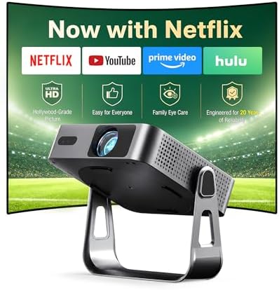 【Officially-Licensed APP & Native 1080P】Thinnest 1.81" Smart Mini Projector with WiFi and Bluetooth, Auto Focus & Keystone Portable Outdoor Projector, VOPLLS 250 ANSI 4K Home Movie Projector by VOPLLSProjector