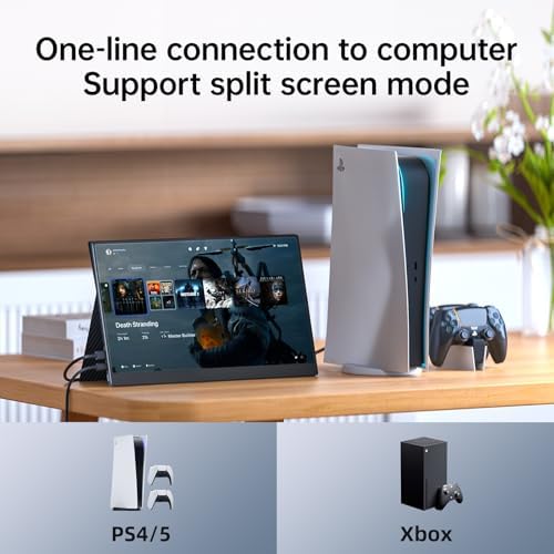 kksmart Portable Monitor 17.3 inch 1080P FHD 100% sRGB 60Hz, Travel Monitor for Laptop MacBook Surface PC Xbox PS5, HDMI Dual USB-C VESA Compatible Built-in Speaker - Image 5