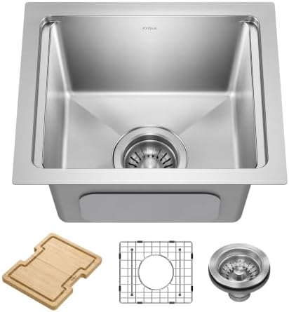 KRAUS Fairlane 15 in Undermount Workstation Single Bowl 18-Gauge Stainless Steel Bar Kitchen Sink with Accessories, KWU631-15 by Unknown