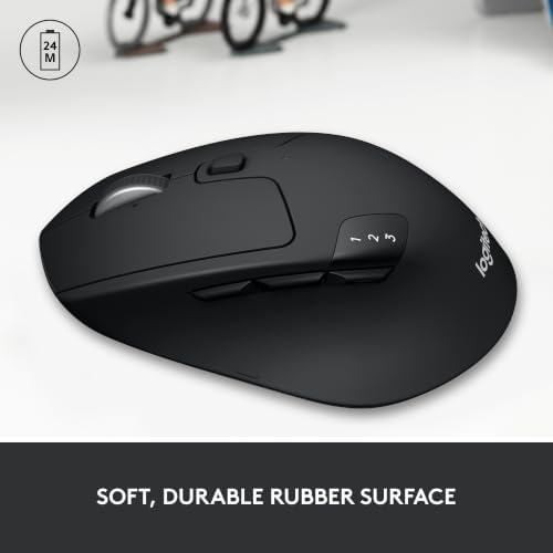 Logitech M720 Triathalon Full Size Multi-Device Wireless Mouse - Black - Image 2