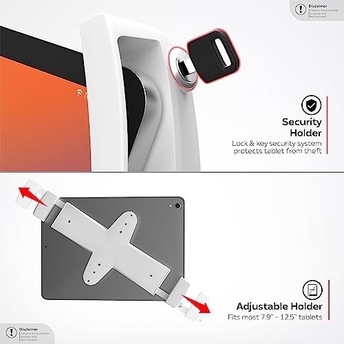 Anti-Theft iPad Desk Stand – CTA Desk Stand with Lockable Holder for iPad 10.9" 10th Gen - iPad 7th/8/9 Gen - iPad mini 6 - Galaxy Tab & More Tablets - White - (PAD-USGTW) - Image 4