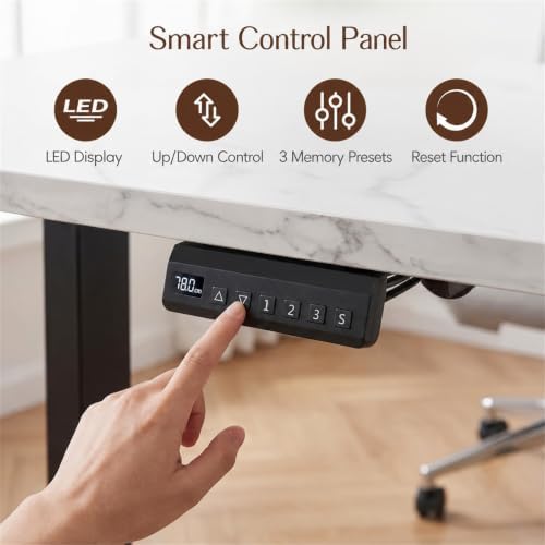 NORTHSKY 55" L-Shaped Electric Standing Desk with Drawers and Storage Cabinet, Height Adjustable Corner Desk for Home Office, 3 Memory Presets (Natural Oak & White Marble, Right Cabinet) - Image 3