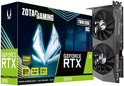 ZOTAC Gaming GeForce RTX 3050 Twin Edge OC 8GB GDDR6 128-bit 14 Gbps PCIE 4.0 Gaming Graphics Card, IceStorm 2.0 Advanced Cooling, Freeze Fan Stop, Active Fan Control, ZT-A30500H-10M by Unknown