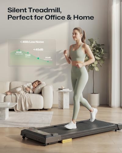 UREVO Smart Walking Pad, Compact Under Desk Treadmill with Double Shock Absorption, Quiet Operation, Workout APP with Track Insights and MIIT Mode, Plug and Play, Remote or APP Control for Home Office - Image 5
