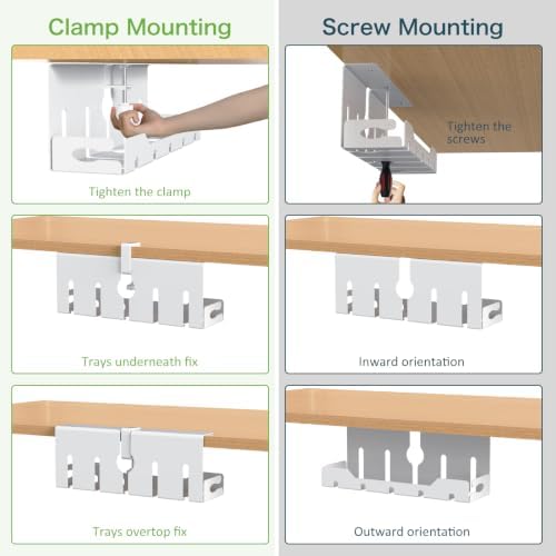 KEEGH Under Desk Cable Management Tray 16 in, Cable Organizer Tray, White - Image 2