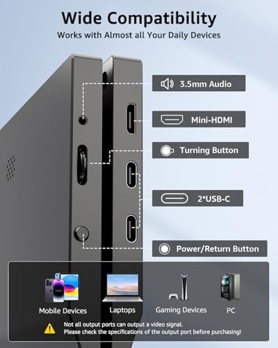 Yodoit Portable Monitor for Laptop 1920×1200 14" FHD Travel IPS Screen Display with USB Type C Port and Built-in Speakers with Cover Compatible with PC, MacBook, Xbox - Image 3