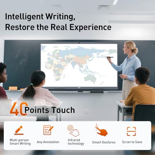 JAV 55 Inch Smart Board Interactive Whiteboard with Stand for Classroom Office Home, 4K UHD 8+128GB Touchscreen Smartboard with Built-in EDLA Licensed Android OS & Open App Ecosystem - Image 5